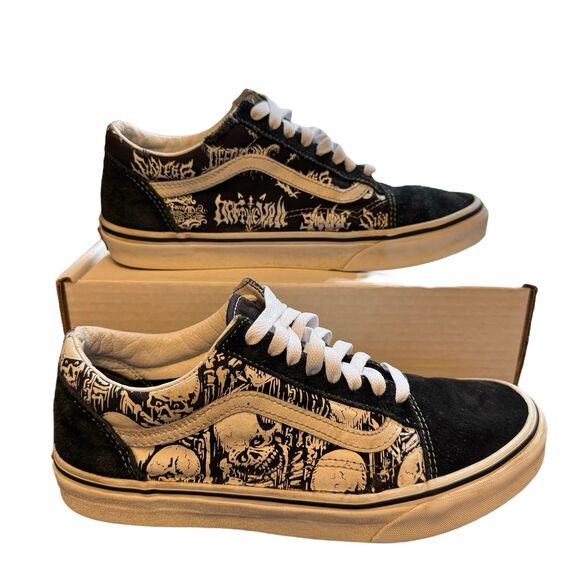 Vans Old Skool 36 Forgotten Bones | Skulls + Script Print | Men’s 8 / Women’s 9 - Picture 1 of 15